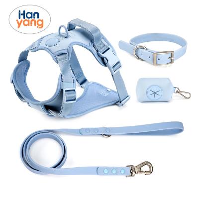 China Personalized HanYang OEM Custom PVC Dog harness Set with waterproof Leash and Collar Reflective No Choke Pet Dog Vest Harness for Large Dogs for sale