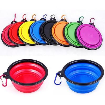 China Non-automatic Collapsible Silicone Dog Bowl Pet Folding Bowl Wholesale Multi-purpose Travel Pet Bowls  Feeders for sale