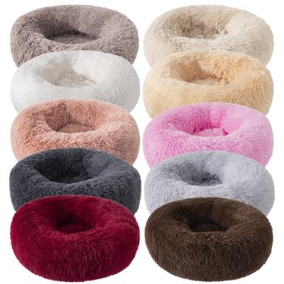 China Sustainable Handmade Wholesale Soft Luxury Round Designer Plush Dog Cat Pet Beds for sale