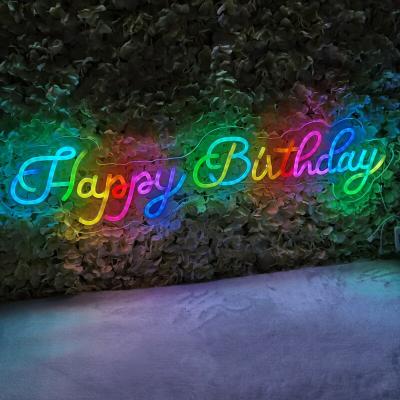 China High Quality Custom Decoration Happy Birthday Neon Sign Color Changing For Party Event for sale