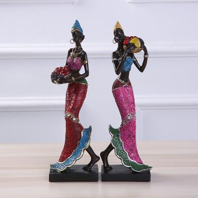 China China Popular Resin African Girl Figurine Hallway Decoration for sale