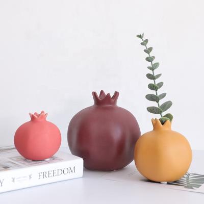 China Nordic Modern Indoor Home Decor Flower Pot Ceramic Pomegranate Morandi Style Pomegranate Vase for sale