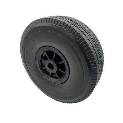 China 10 Inch Rigid Flat Free Tire Solid Plastic Casters For Hand Truck Trolley 4.10/3.50-4 PU Foam Wheel for sale