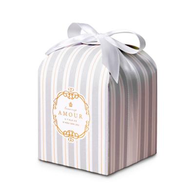 China Small Recyclable Thank You Paper Packaging Tie Box Wedding Favor Candy Gift Box for sale