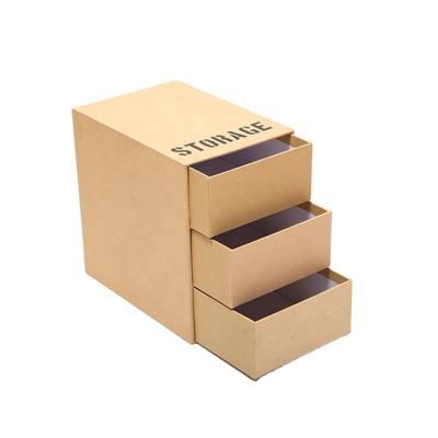 China Recycled Materials Brown Kraft Cardboard Custom Rigid Shoe Packaging Empty Box With Slide Drawer for sale