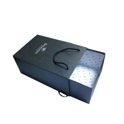 China Custom Logo Handmade Paper Cardboard Sliding Shoe Box Drawer With Handle for sale