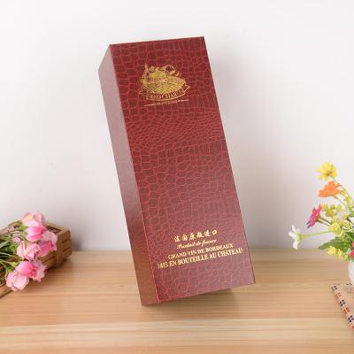 China Gold Logo Leatherette Wine Boxes Packing Handmade Custom Vintage For One Bottle Packaging for sale