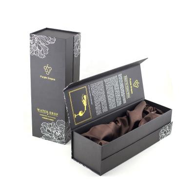 China Handmade Luxury Custom Logo Wine Box Simple Packaging Magnetic Golden Gift Box With Foam for sale