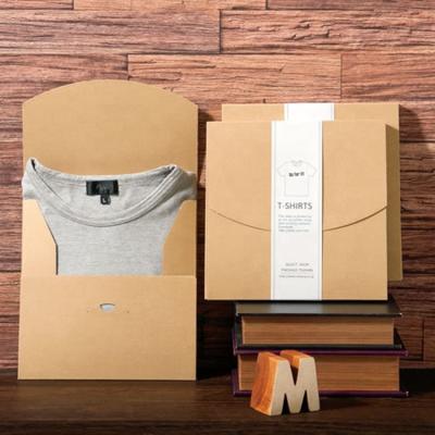 China Recyclable T Shirt Fabric Packaging Custom Kraft Paper Box Sleeve Clothing Paper Wrap for sale