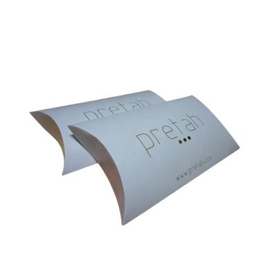 China Recyclable White Paper Hair Extensions Clothes Pillow Packaging Box With Golden Logo for sale