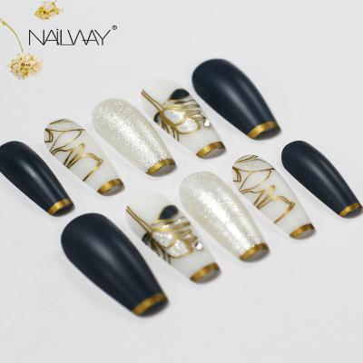 China Easy Apply High Quality New Style Beautiful Design Matte Long Coffin Nails Press On Nails Custom for sale