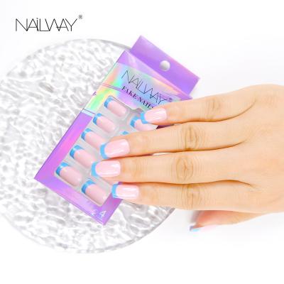 China Easy Apply Customized 24 Pcs / Square Short Set Artificial Wholesale Fake Nails Design Press On Nails for sale