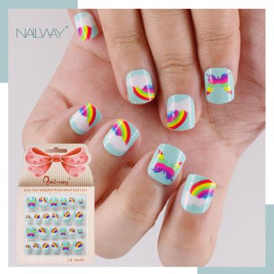 China Easy Apply Excellent Quality Professional Beautiful Design Kid Press On Nails Art For Kids Nails for sale