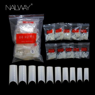 China Easy Apply Low MOQ 500 Pcs Private Label / Set Slim Extra Long C Curve Tapered Square Nail Tips for sale