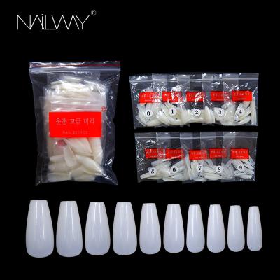 China Easy Apply Color Full Coverage Nail Extension 500 Pcs XXL Coffin Shape Natural Home Nail Tips for sale