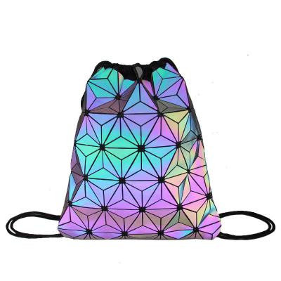 China Waterproof Outdoor Multifunctional Holographic Lightweight Backpack Fashion PU Drawstring Bag for sale