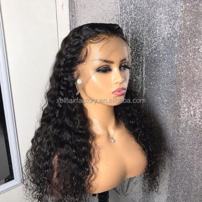 China Virgin Remy Hair Extension Wholesale Black Colored Brazilian Lace Front Human Hair Wigs Water Wave Pre Plucked 13x6 Full Lace Frontal Wig For Black Women for sale