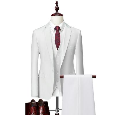 China Luxury Man Anti-Shrink 3 Pieces Sets Business Office Formal Slim Fit Blazers Groom White Wedding Dress Men Suit (Jackets+Vest+Pants) for sale