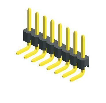 China 2.54mm Pitch Pin Header Male,Single row Right Angle PCB connector for sale