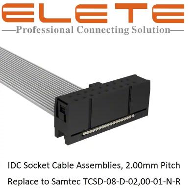 China IDC Socket Cable Assemblies 2.0mm Pitch, replace to Samtec TCSD-08-D-02,00-01-N-R for sale