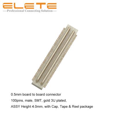 China 0.5mm board to board connector, 100pins, Male, SMT, gold 3U plated, ASSY Height 4.0mm,with Cap for sale