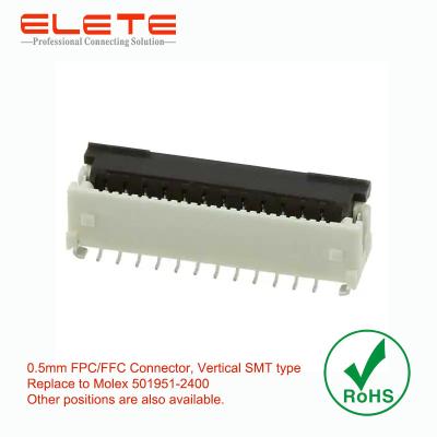 China Alternative Molex 501951-2400 Flip Lock type 0.50MM Pitch FPC,24POS Surface Mount(SMD) PCB Connector for sale