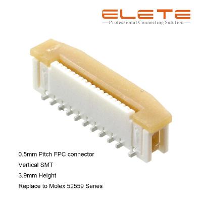 China Easy-On FFC/FPC Connector, 0.50mm Pitch, Vertical 3.90mm Height, 18 Circuits, Gold Plating Replace to Molex 52559 series for sale