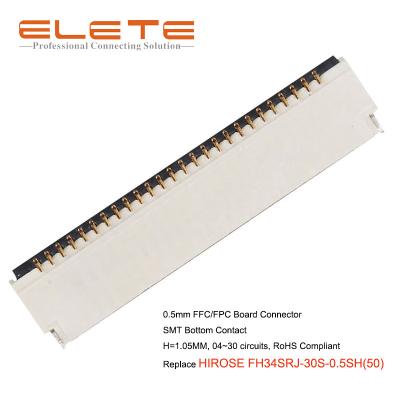 China FFC/FPC Board Connector, 0.5mm pitch SMT Bottom Contact, 30 circuits, replace HRS FH34SRJ-30S-0.5SH(50) for sale