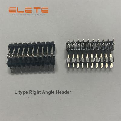 China Dual Row 10 pin header connector factory price, 2.54mm L Type Right Angle Header for sale