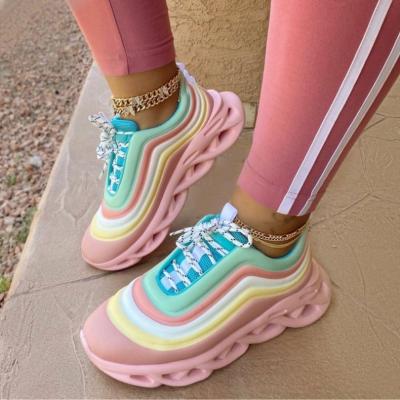 China Fashion Sneakers Sneaker \ Fashion Comfortable Good Quality Comfortable \ Durable Women For Running Women Ladies Rainbow Sports Shoes for sale