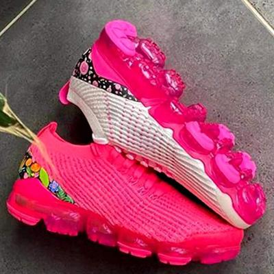 China 2021 breathable hot sale casual relax unique ladies sports patchwork mesh sneaker pink white shoes on sneaker air cushion for sale