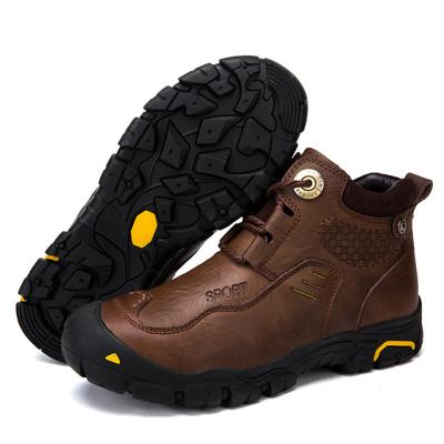 China Outdoor Waterproof Hiking Boots Men Leather Rubber Trekking Boots Hiking Shoes Hunting Fishing Sport Camping Mountain Climbing Shoes for sale