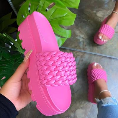 China Fashion\comfortable net surface\durable\breathable\lighted selling shoes weave printed comfort fashion slipper hot women sports shoes knit appearance fashion slipper for sale