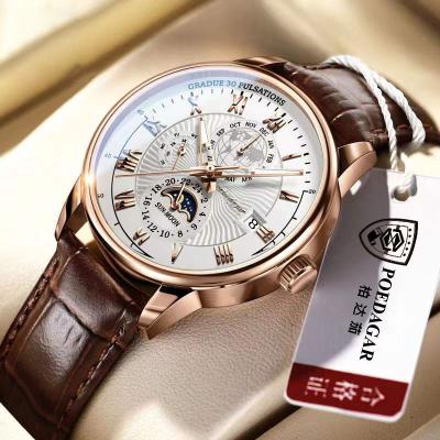 China Day/date fashion quartz men watches top luxury waterproof luminous clock date brand sport leather men's wristwatch man for sale