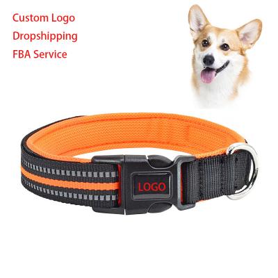 China Custom Made Reflective Logo Collares De Perro Personalized Designer Nylon Adjustable Dog Collar Bulk for sale