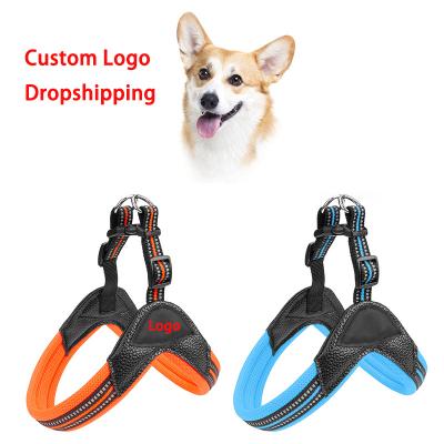 China Wholesale Custom PU Leather Dog Collar Pet Plain Lead Harness Lead Vegan Reflective Heavy Duty Nylon Luxury Reflective Rope Set Bulk for sale