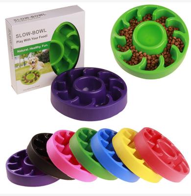 China Cat Slow Eating Feeder Prevent Viable Obesity Dog Anti Obesity Pet Slow Bowl Feeding Dish Puppy PP Plastic Dog Bowl for sale