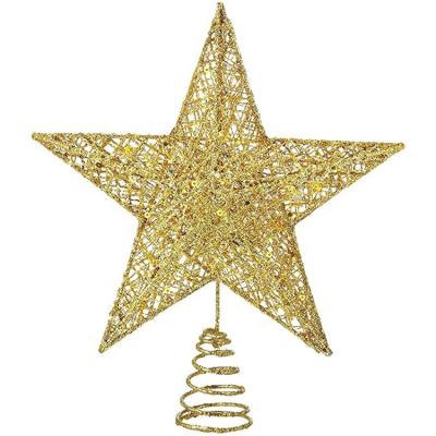 China Durable Gold Christmas Tree Toppers Stars For Christmas Tree Decoration , 3D Glitter Gold Hollow Star For Christmas Decorations for sale