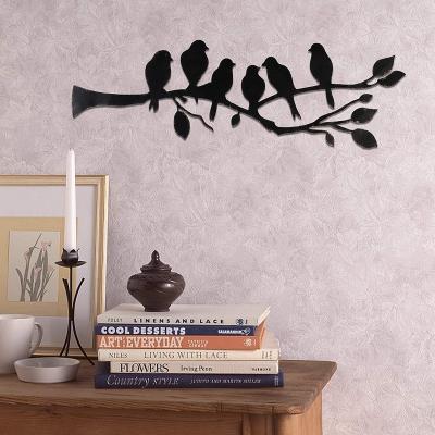 China Durable Wall Art Metal Decor 6 Birds on Branch Metal Art Wall Decor Hanging for Indoor Outdoor Garden for sale