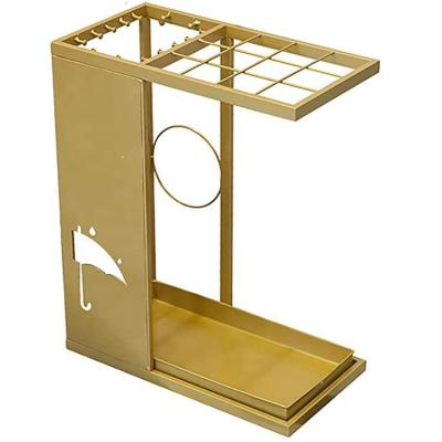 China Durable Umbrella Stand Rack Free Wrought Iron Umbrella Stand With Detachable Drip Tray for sale