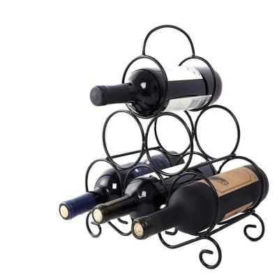 China Durable Tabletop Wine Rack, 6 Wine Bottle Rack Rack For Counter, No Assembly Required Small Metal Wine Rack Countertop for sale