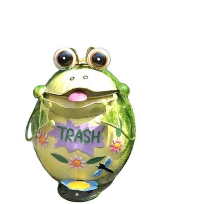 China New Design Durable Garden Metal Frog Garbage Bin for sale