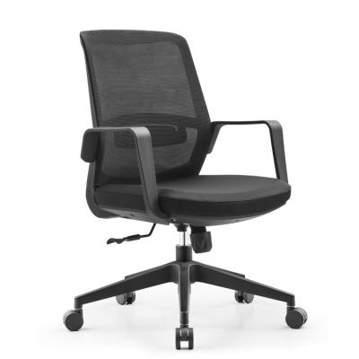 China Other Custom High Quality Nylon Base Fixed Armrest Black Comfortable Staff Office Chair for sale