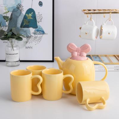 China CLASSIC wholesale modern ceramic coffee tea cup and tea sets, beautiful arc shaped ceramic tea set for sale