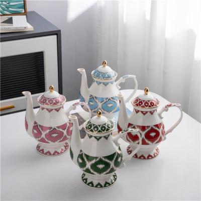 China Viable Nordic modern colorful luxury gold porcelain fashion ceramic teapot in bulk for sale