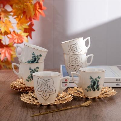 China Viable Graceful Custom Logo Coffee Used Porcelain Cups Gold Saucer Luxury Afternoon Tea Coffee Cup Ceramic Saucer for sale