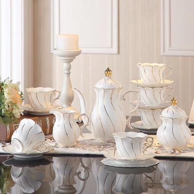 China Viable High Quality Gold Unique Porcelain Teapot Gold Rim Teapot Ceramic Tea Set Afternoon Coffee Tea Set for sale