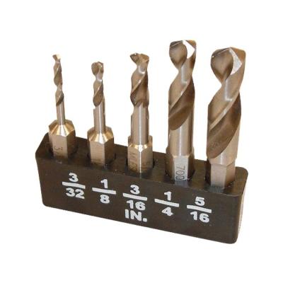 China For Drilling Hardened Metal Stainless Steel Iron Aluminum 5Pcs Inch Fully Ground Hex Shank HSS Stub Drill Bit In Double Blister for sale