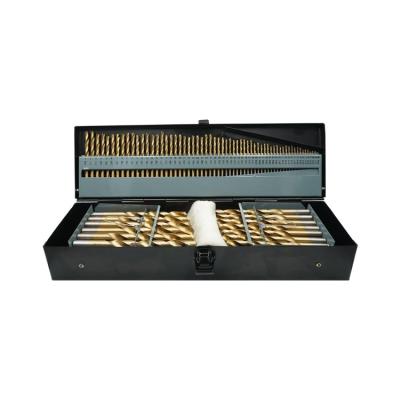 China For Aluminum Metal Iron Stainless Steel PVC Drilling 115Pcs Inch Worker Length Titanium HSS Drill Bits Set In Metal Box for sale