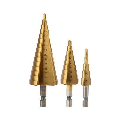 China 3Pcs Straight Flute HSS Step Taper Titanium Steel Drill Bit Set For Metal Tube Sheet Drilling for sale